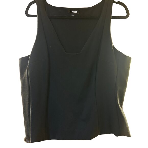 Express Black Square Neck & Paneled Tank Top | XL - Picture 1 of 3